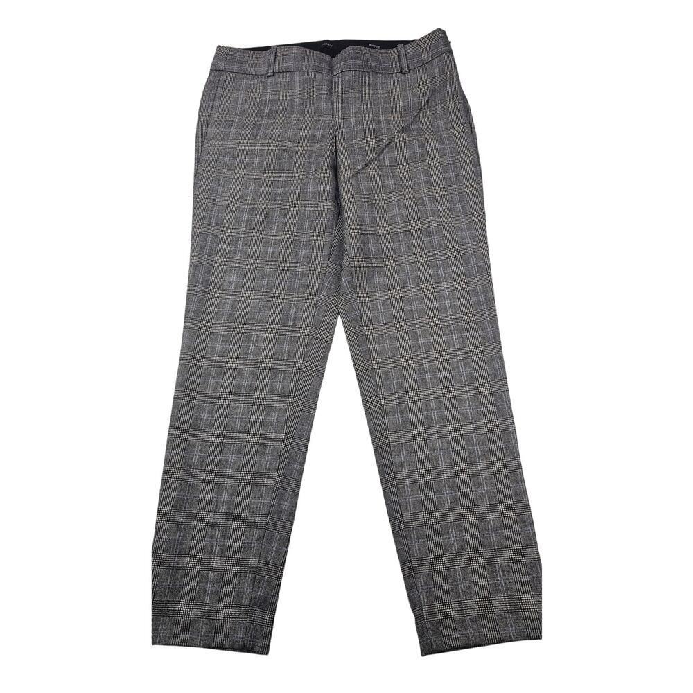 J crew 2 black plaid cropped Minnie cut 100% wool LIGHTWEIGHT pants EUC career